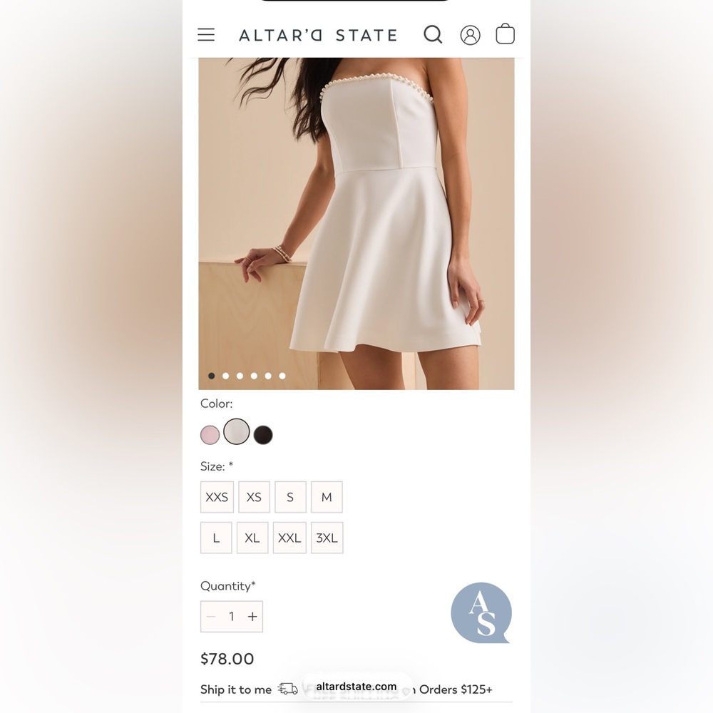 NWT Altar'd State White Strapless londyn Dress